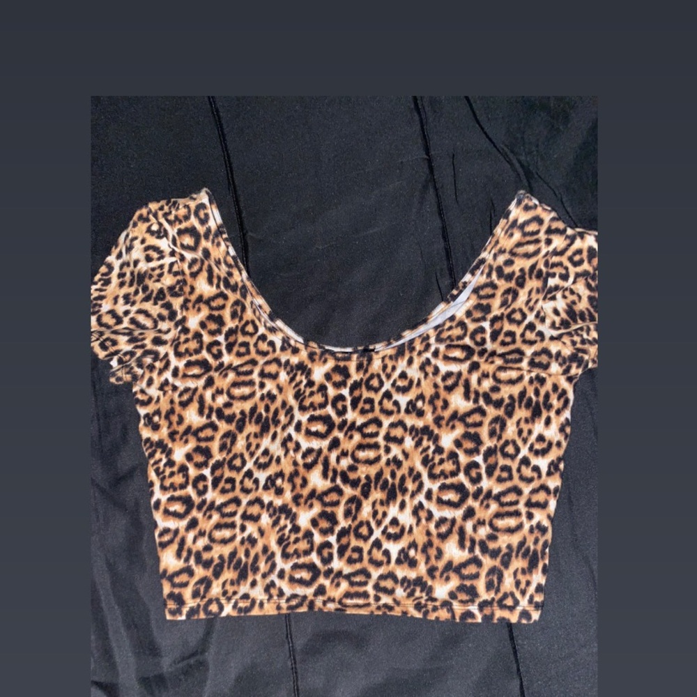 Cheetah print off shoulder crop top